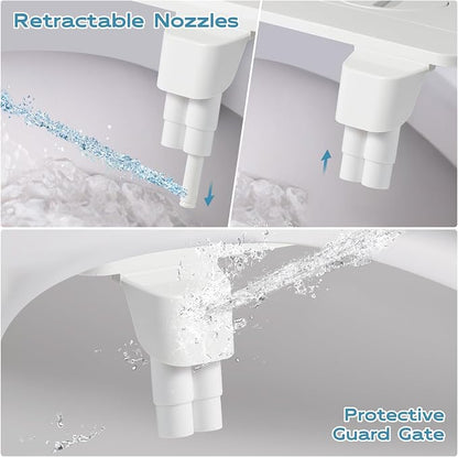 Warm Water bidet, Dual Nozzle Non-Electric Hot and Cold Bidet Attachment for Toilet, Adjustable Pressure with Rear and Feminine Wash Bidet Toilet Seat Attachment (White Warm Bidet)