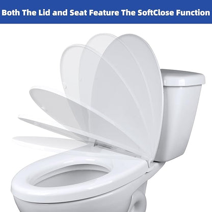 SS124 Toilet Seat Replacement Compatible with TOTO, Elongated Soft Close Toilet Seat for SS124, Transitional Slow-close & Heavy Duty, with Universal Toilet Bolts and Nuts, Cotton White