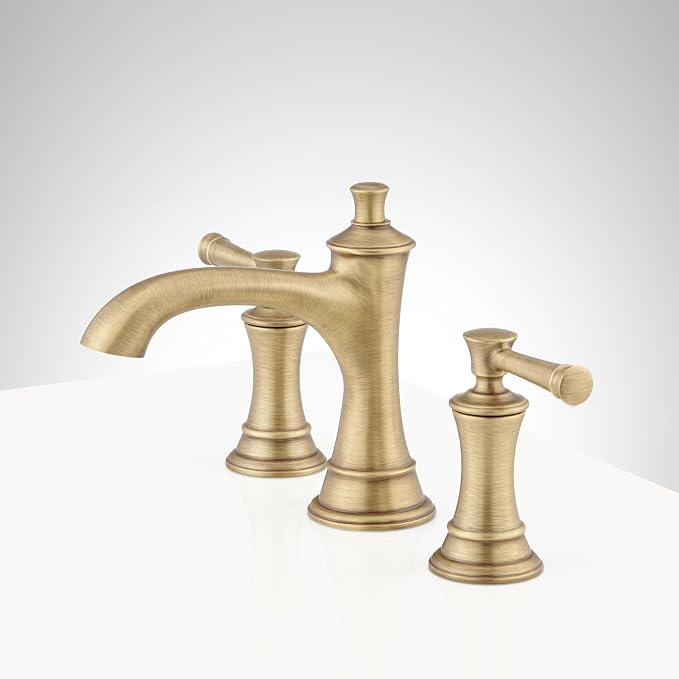 Signature Hardware 948585 Beasley 1.2 GPM Widespread Bathroom Faucet with Pop-Up Drain Assembly - Aged Brass | Includes - Pop-Up Drain Assembly - Aged Brass