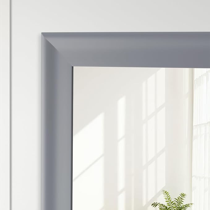 Bathroom Mirror for Wall,Rectangle Rustic Gray 24 x 36 inch Vanity Mirrors | Hanging Tempered Glass Mirror for Living Room,Bedroom,Entryway