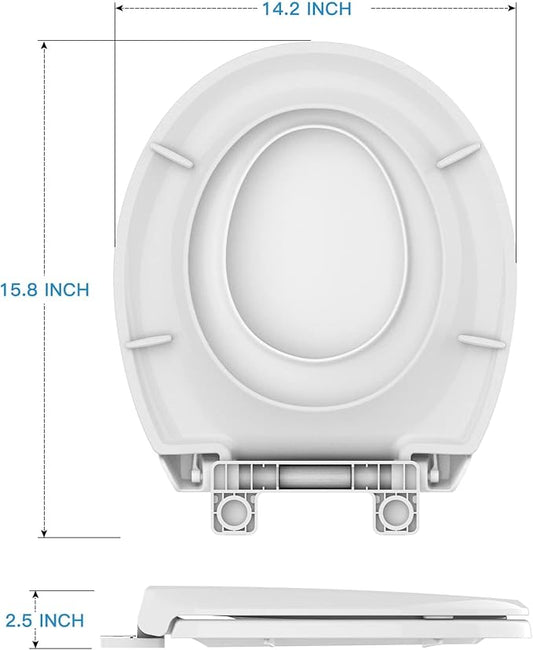 2-Pack White Round Toilet Seats with Built-In Potty Training, Adult and Child Design with Soft Quiet Close, Non-Slip Features, and Magnetic Kids Seat, Easy Installation for Round/Oval Toilets