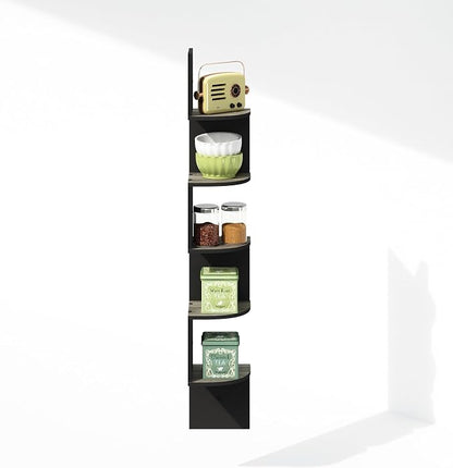 Furinno Rossi 5-Tier Floating Corner Shelf for Wall, Corner Zigzag Shelf Wall Mounted, Radial Wall Mount Shelves, for Home Office, Living Room, Bedroom, Bathroom, French Oak