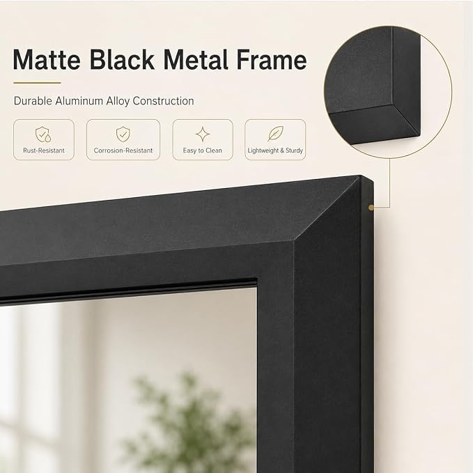 SMIROR 24x28 Matte Black Bathroom Vanity Mirror for Over Sink | Metal Wide Frame, Rectangle, Right- Angle Corner, Anti-Rust, Horizontally or Vertically Wall- Mounted for Home Remodel