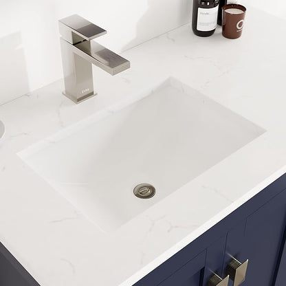 Eviva London 36 in. Blue Single Sink Bath Vanity with Carrara Quartz Top and Undermount Porcelain Sink