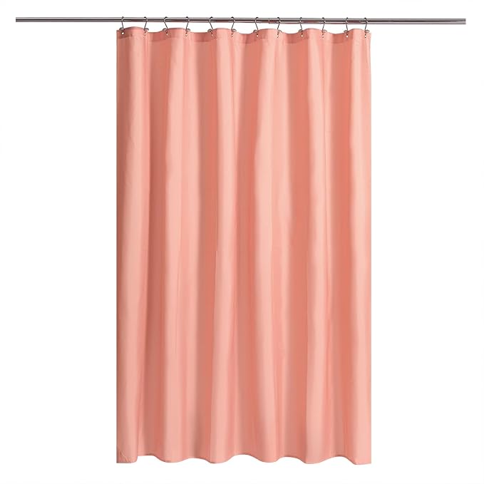 N&Y HOME Fabric Shower Curtain or Liner with Magnets, Coral | Hotel Quality, Washable, Water Repellent, Cloth Shower Curtain with Grommets for Bathroom, Standard Size
