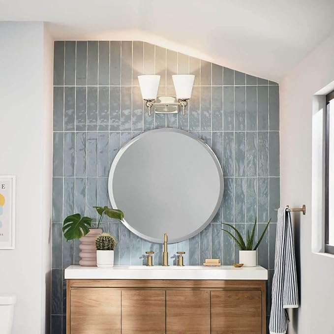 Kichler Cosabella 15 Inch 2 Light Vanity Light with Satin Etched Case Opal in Polished Nickel