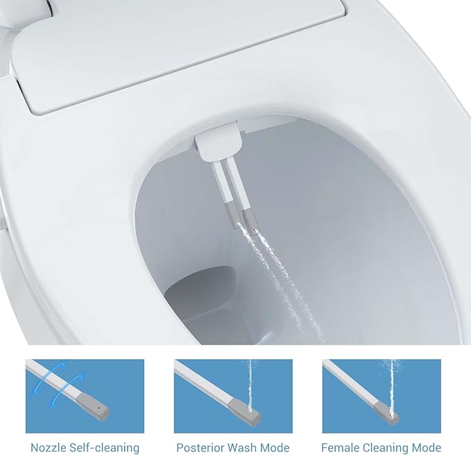 Bidet Toilet Seat, Electric Smart with Multiple Spray Modes, Smart Unlimited Warm Water, Auto Open & Slow Close Lid, Auto LED Nightlight, Power Outage Available, Clean Water
