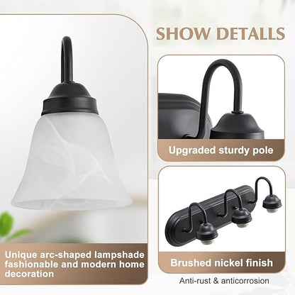 Bathroom Light Fixtures Over Mirror, Black 3 Light Vanity Light for Bathroom Vintage Lighting Fixtures Wall Lamp Vanity Lights Apply for Mirror Living Room Cabinet Bedroom