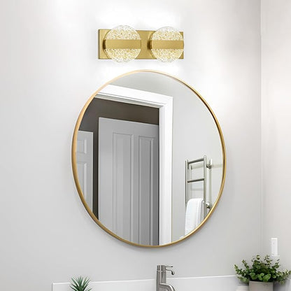 Luxury Brushed Gold Bathroom Vanity Light with High CRI 90+ LED for True Colors, 10W 6000K Cool White Modern Bathroom Lights Fixture Over Mirror for Makeup & Shaving