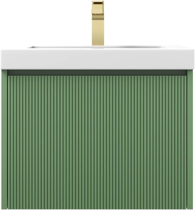 Blossom 24 Inch Bathroom Vanity with Sink | All Wood Wall Mounted Floating Bathroom Vanity Cabinet | Soft-Close Drawer | Modern Minimalist Style Vanities (24" w/Acrylic Sink, Aventurine Green)