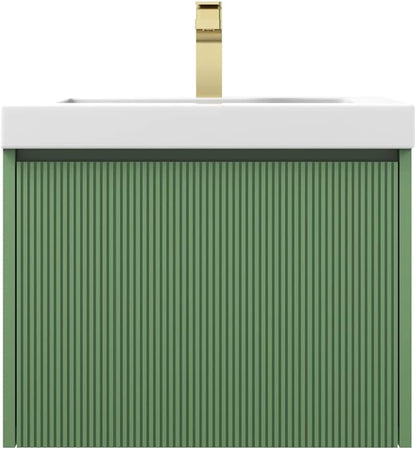 Blossom 24 Inch Bathroom Vanity with Sink | All Wood Wall Mounted Floating Bathroom Vanity Cabinet | Soft-Close Drawer | Modern Minimalist Style Vanities (24" w/Acrylic Sink, Aventurine Green)