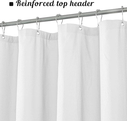 Embossed Microfiber Shower Curtain Liner 71 x 84, White | Extra Long, Machine Washable, Bottom Magnets, Water Repellent, 71x84 inches Soft Fabric Shower Curtain for Bathroom