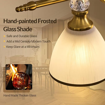 Gold Bathroom Light Fixture, 5-Light Bathroom Wall Sconces, 35 inch Brass Vanity Light with Milky White Frosted Glass Shade, Large Vintage Wall Lights for Spacious Rooms