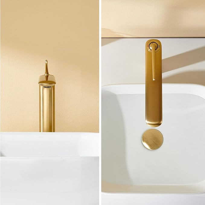 Single Hole Faucet for Bathroom Sink Bathroom Faucet Single Handle Hot and Cold Brushed Gold