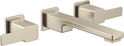 Moen TS6731BN 90 Degree Two-Handle Wall Mount Bathroom Faucet Trim, Valve Required, Brushed Nickel