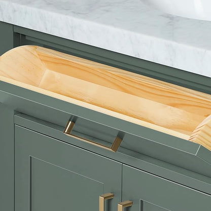 ARIEL Hepburn 61 Inch Double Oval Sink Bathroom Vanity with Carrara White Marble Countertop 1.5 Inch in Vintage Green