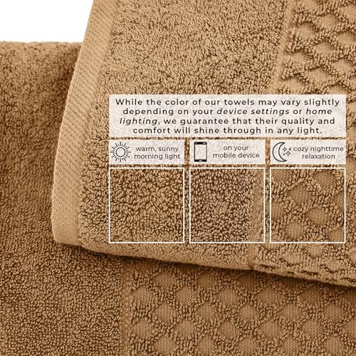 Great Bay Home Hand Towels - 100% Cotton 6 Pack 26x16 Hand Towel Set - Absorbent, Durable, Quick-Dry Towels for Bathroom (Mocha)