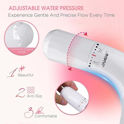Jamini Ultra-Slim Non-Electric Toilet Bidet Attachment with Dual Nozzles, Rear and Female Front Wash, Single Cold Water with Adjustable Pressure, 0.23" Slim Design, Detachable for Easy Cleaning
