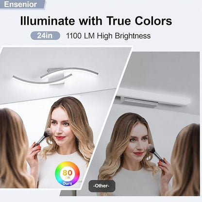 23.62 inch Modern Bathroom Vanity Light Brushed Nickel Lights Fixtures 5500K Led Bathroom Light Fixture Over Mirror Modern Wall lamp for Cabinet Hallway,2 Packs
