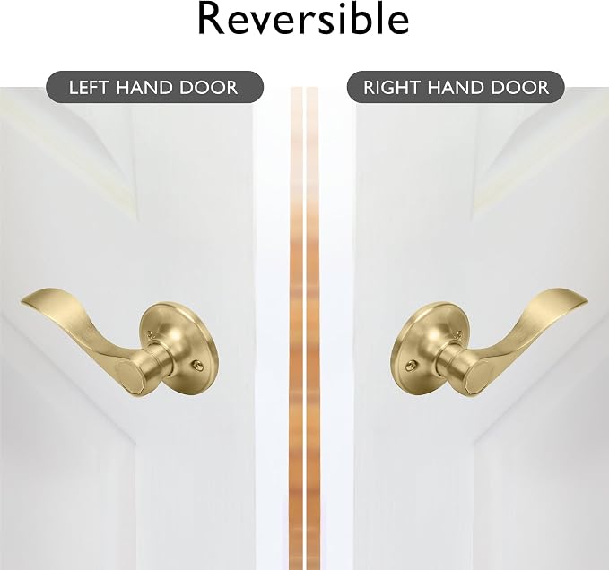 Design House Springdale One-Sided Non-Turning Dummy Door Lever, Satin Gold, Decorative Interior Door Handle for Closet, Pantry, and French Doors, Reversible Surface Mount Hardware, 728873 | Surface, Transitional, Brass, Hardware, 728873