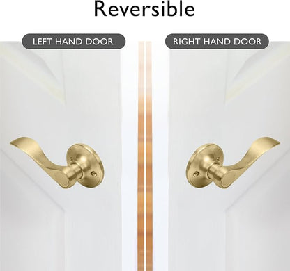 Design House Springdale One-Sided Non-Turning Dummy Door Lever, Satin Gold, Decorative Interior Door Handle for Closet, Pantry, and French Doors, Reversible Surface Mount Hardware, 728873 | Surface, Transitional, Brass, Hardware, 728873