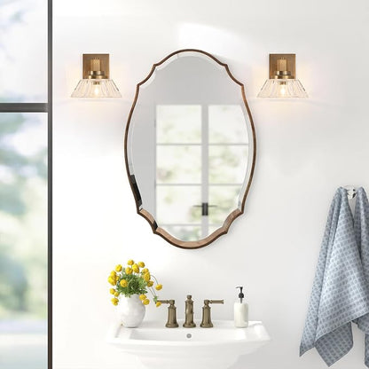 Vintage Glass Wall Sconces Gold Sconces Brass Bathroom Vanity Lights Retro Wall Light Fixture for Bedroom