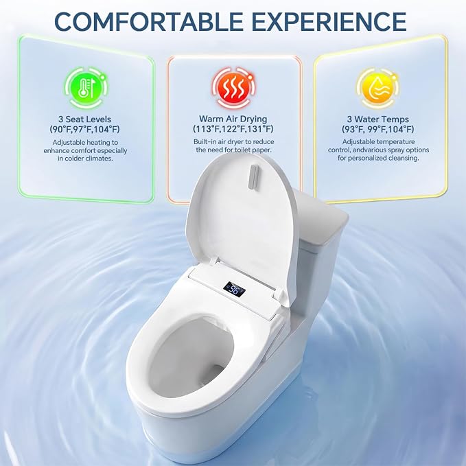 Bidet Toilet Seat Elongated, Electric Heated Seat with Instant Warm Water | Remote & Side Knob Control, Self-Clean Nozzle, Soft Close Lid, Night Light, Warm Air Dryer