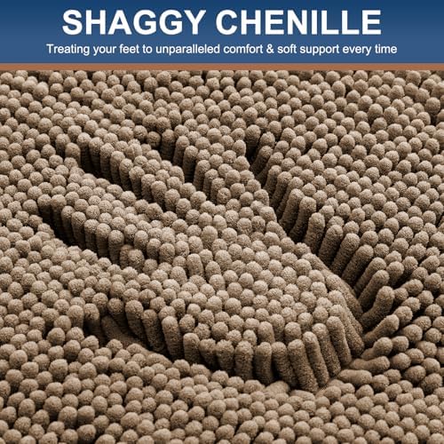 Smiry Luxury Chenille Toilet Rugs U-Shaped 20x20, Soft Absorbent Non-Slip Contour Bathroom Rugs for Toilet, Machine Washable Contoured Bath Mats, Camel