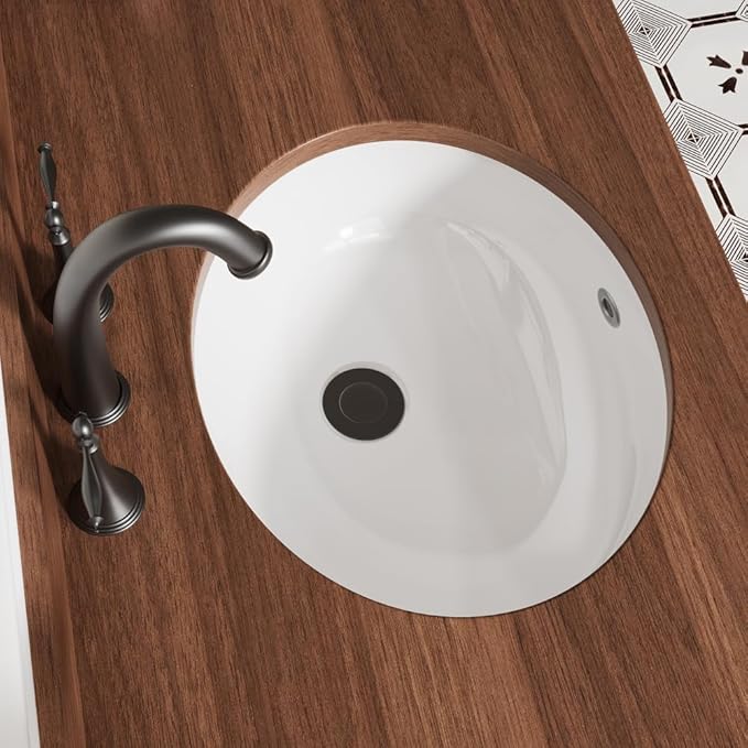 18"x15" Oval Shape Undermount Bathroom Vessel Sink, Ceramic White Vanity Top Sink with Overflow
