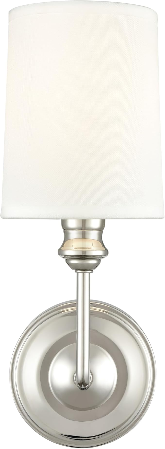 ML Lighting | Leena Collection | 99801-PN | Indoor 1 Light Wall Sconce in Polished Nickel with White Fabric Shade | Elegant and Versatile Design for Any Bathroom