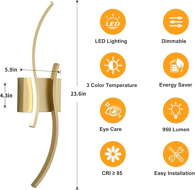 KARTOOSH Hardwired LED Vanity Lights for Bathroom | 2 Pack 23.6 Inch, 3CCT Dimmable, Waterproof, Rustproof, Bathroom Light Fixtures Over Mirror