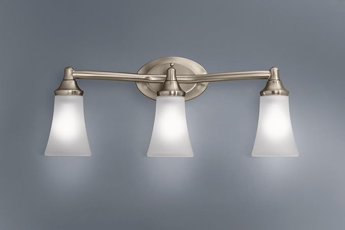 Moen Eva Brushed Nickel 3-Light Dual-Mount Bathroom Vanity Fixture, Bath Lighting with Frosted Glass, YB2863BN