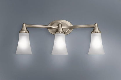Moen Eva Brushed Nickel 3-Light Dual-Mount Bathroom Vanity Fixture, Bath Lighting with Frosted Glass, YB2863BN