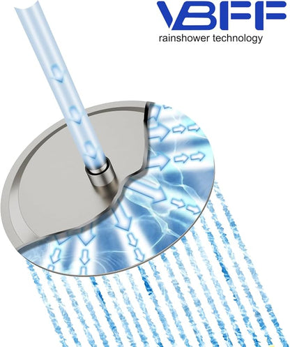 VBFF-Shower Head,rain shower head, 12 inch- Round Shower Head, 1.8 GPM Flow Rate, rainfall showerhead,VBFF13 (Brushed Nickel)