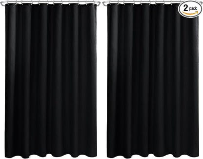 Nasitos Extra Long Fabric Shower Curtain Liners 2 Pack - W72 x H84 - Water Resistant Cloth Shower Curtains with Magnets, Soft Hotel Quality, Machine Washable (Black, Magnets Included)