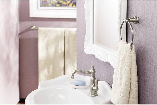 Moen Polished Nickel Weymouth One-Handle Single Hole Traditional Bathroom Sink Faucet with Drain Assembly, S42107NL