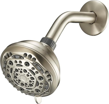 7-Function Luxury Shower Head, High Pressure Adjustable Shower Head with Massage Mist and Water Saving Mode for Low Flow Showers- Brushed Nickel