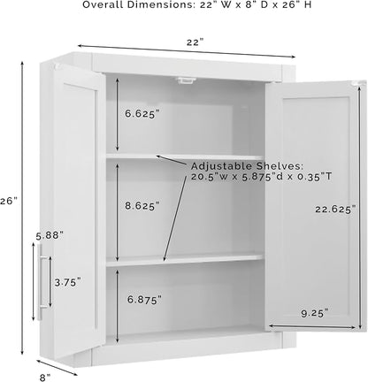 Crosley Furniture Savannah Wall Mounted Bathroom Storage Medicine Cabinet with Shelves, Walnut