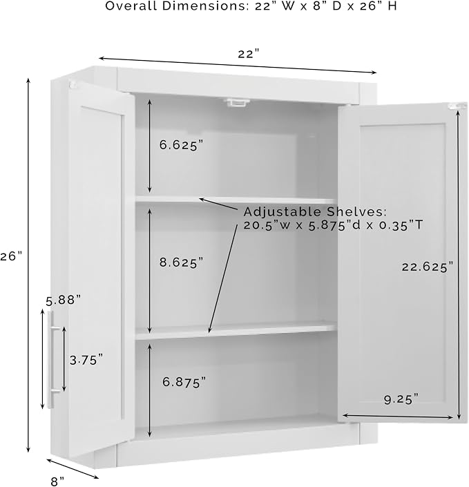 Crosley Furniture Savannah Wall Mounted Bathroom Storage Medicine Cabinet with Shelves, Natural