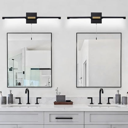 Black and Gold LED Bathroom Vanity Light Bar, 24 inch LED Vanity Light Fixtures Over Mirror, Morden Bathroom Sconces Lighting 4000K,Sconces Wall Lighting with Adjustable Lamp Tube