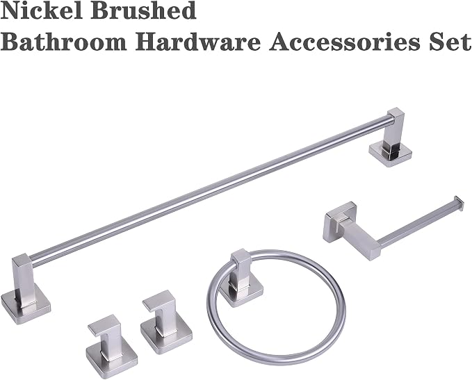 5 Piece Bathroom Hardware Accessories Set Brushed Nickel,24 Inch Towel Bar Set,Towel Rack Set,Bathroom Towel Holder Set