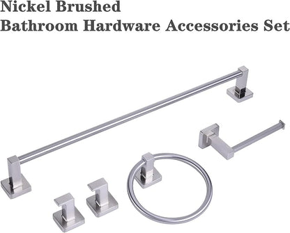 5 Piece Bathroom Hardware Accessories Set Brushed Nickel,24 Inch Towel Bar Set,Towel Rack Set,Bathroom Towel Holder Set