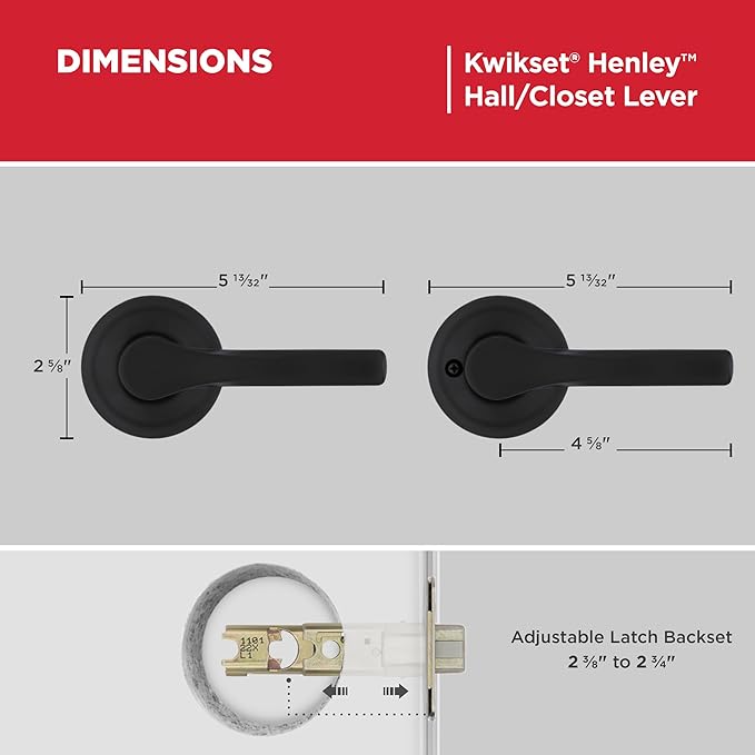 Kwikset Henley Interior Passage Door Handle, Lever for Closet and Hallway Doors, Reversible Non-Locking Handle Lever, Matte Black, with Microban Protection (Pack of 10)