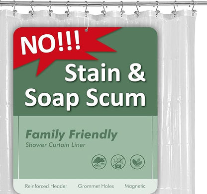 Barossa Design Short Shower Curtain Liner 60 Inch Length, Clear, 70x60 | Waterproof PEVA, PVC Free, Metal Grommets, Lightweight Plastic Shower Liner 70 x 60 Inches Short Size for Bathroom