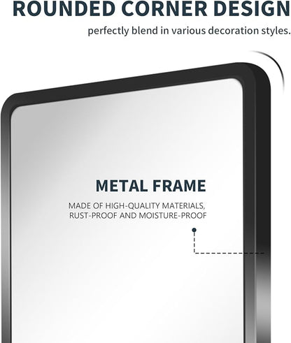 20x30 Medicine Cabinet with Mirror, Black Metal, Recessed or Surface Mount | 3 adjustable metal shelves, reversible piano-hinge door, 95% assembled; cutout 17.72"W x 24.02"H x 3.54"D
