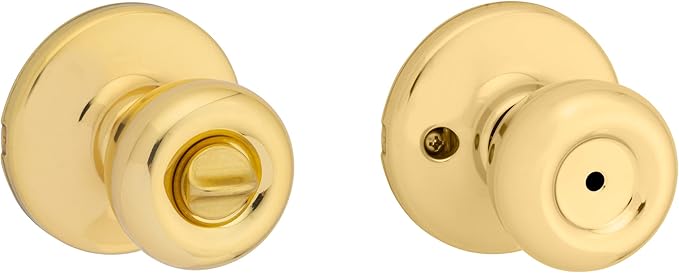 Kwikset 93001-870 Tylo Bed & Bath Knob in Polished Brass, Privacy (Pack of 2)
