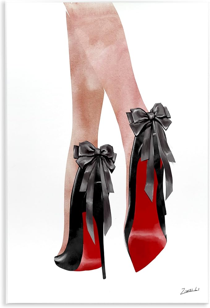 Glam Fashion Bow Heels, 13 x 19 Inch Mounted Print on Wall Plaque | Stupell Industries · By Ziwei Li · Ready to hang · Hand finished · Made in USA