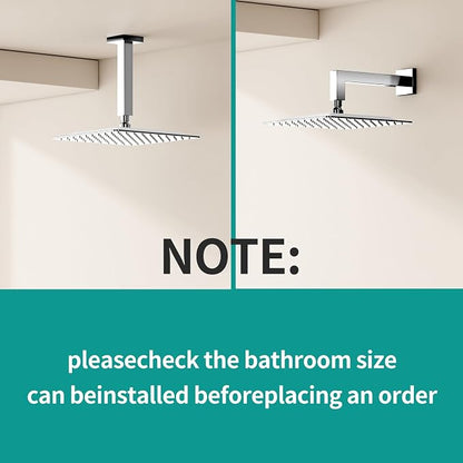 Square Rain Shower Head, High Flow Stainless Steel,Work with any decorative style，All Metal Rainfall Shower Head (Chrome, 10)