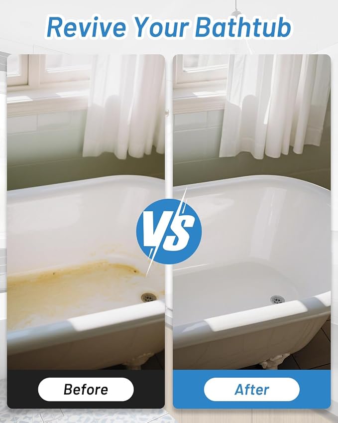 Tile Paint, 35oz Tub and Tile Paint Refinishing Kit with Tools and Hardener, Easy to Use for Countertop Bathroom Bathtub Kitchen Sink, Semi-Gloss White, Low Odor，50-55sq.ft