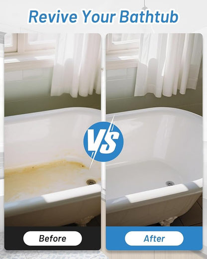 Tile Paint, 35oz Tub and Tile Paint Refinishing Kit with Tools and Hardener, Easy to Use for Countertop Bathroom Bathtub Kitchen Sink, Semi-Gloss White, Low Odor，50-55sq.ft